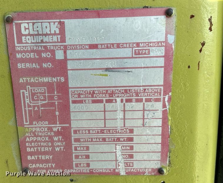 image for item NR9406 Clark C500-40  forklift