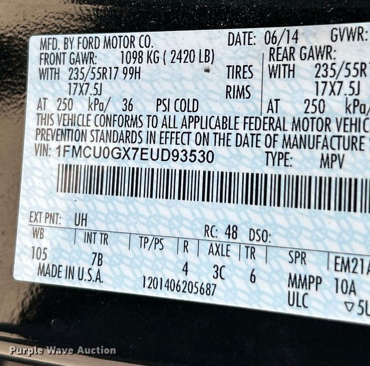 image for item NR9408 2014 Ford Escape SE  SUV