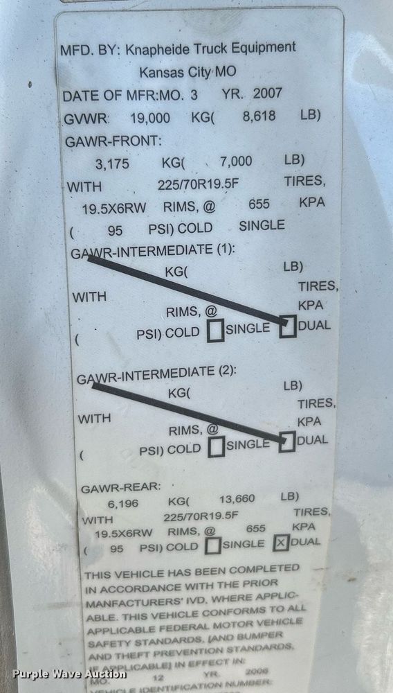 image for item NR9423 2007 Ford F550 Super Duty XL  utility / service truck