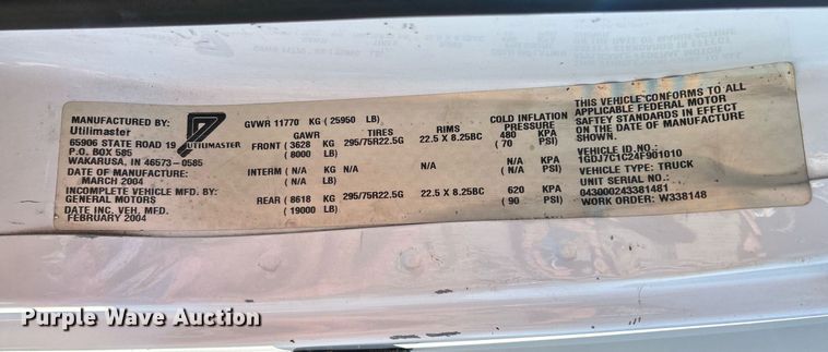 image for item NR9430 2004 Chevrolet C6500  box truck