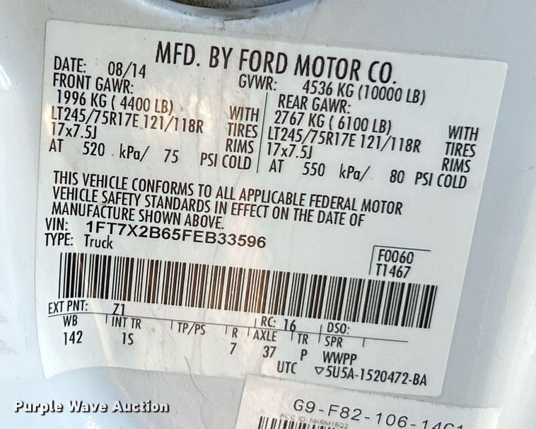 image for item NR9436 2015 Ford F250 Super Duty XL  Ext. Cab pickup truck