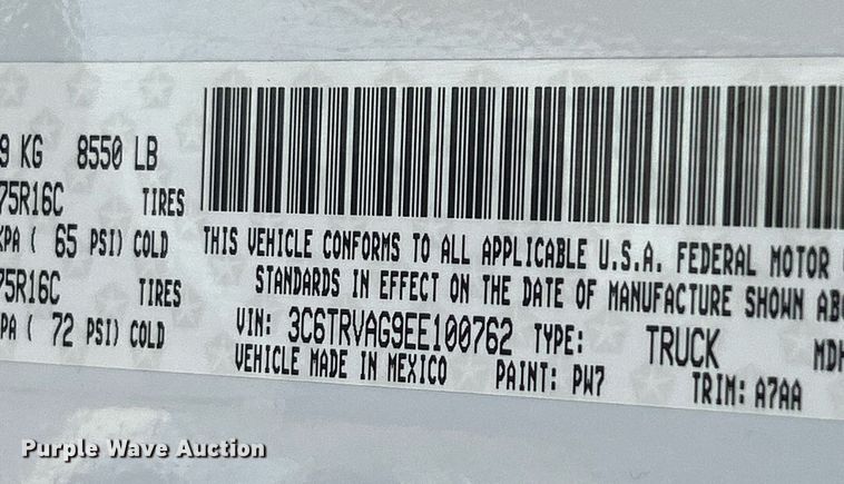 image for item NR9439 2014 Dodge Ram 1500 Promaster  sewer inspection van
