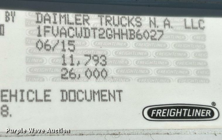image for item NR9456 2016 Freightliner M2  box truck