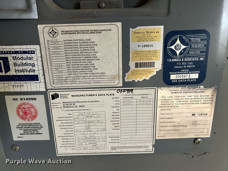 image for item OA9055 2000 Manufactured Structures Corporation 2468-CR-2000  mobile office trailer