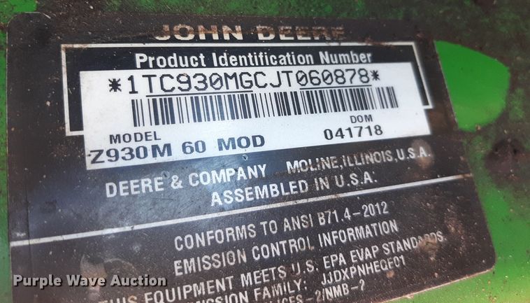 image for item OF9604 John Deere Z930M  ZTR lawn mower