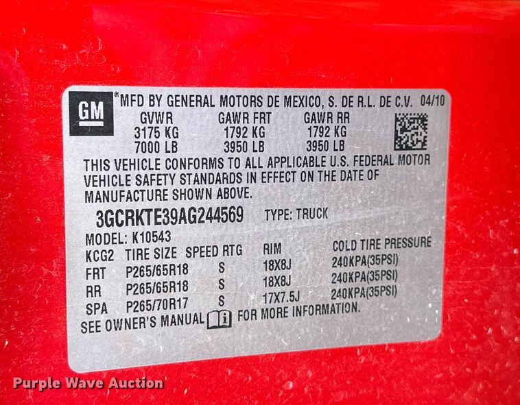 image for item OK9295 2010 Chevrolet Silverado 1500  Crew Cab pickup truck