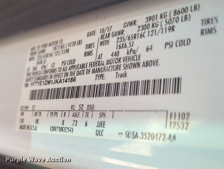 image for item OL9148 2018 Ford Transit 150  van