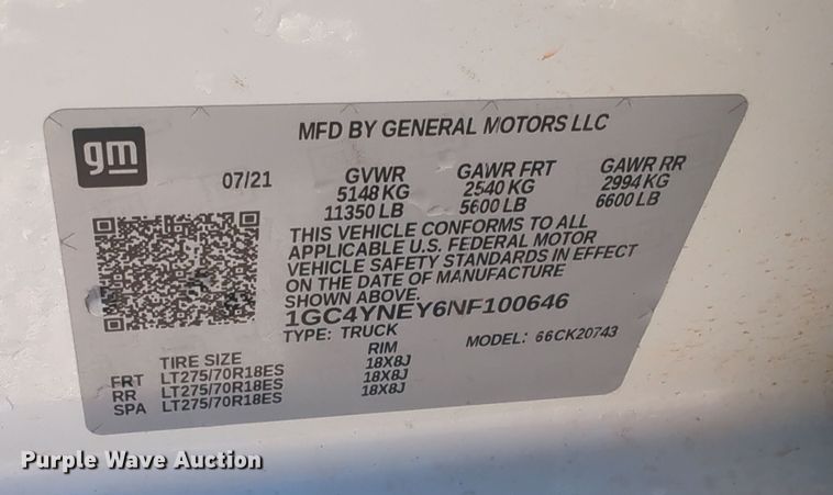 image for item OL9151 2022 Chevrolet Silverado 2500HD  Crew Cab pickup truck