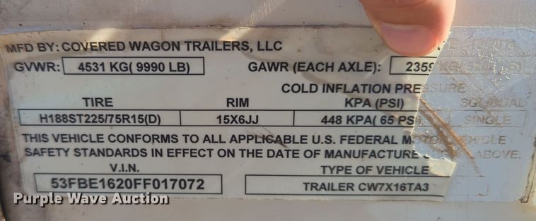 image for item OL9163 2015 Covered Wagon  enclosed cargo trailer