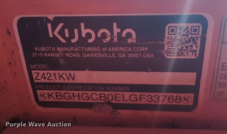 image for item OL9198 Kubota Z421KW  ZTR lawn mower
