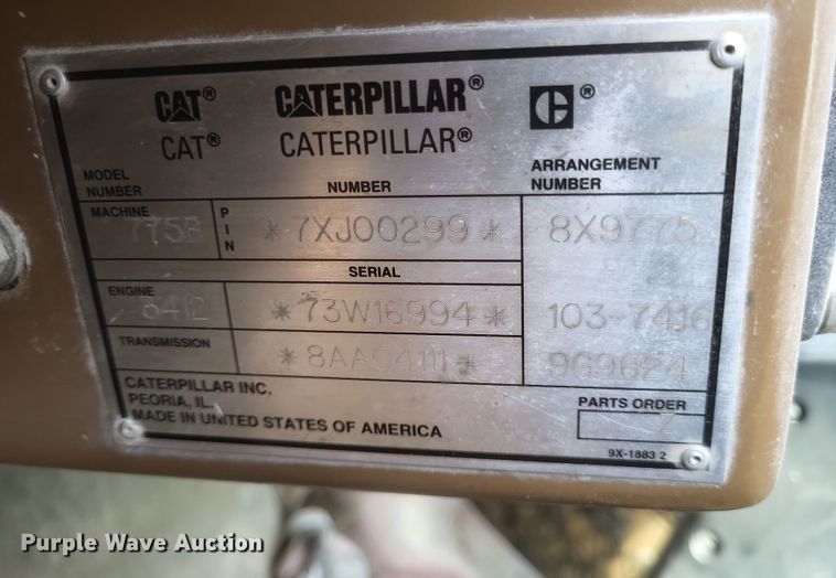 image for item DK1174 1996 Caterpillar 775B  haul truck