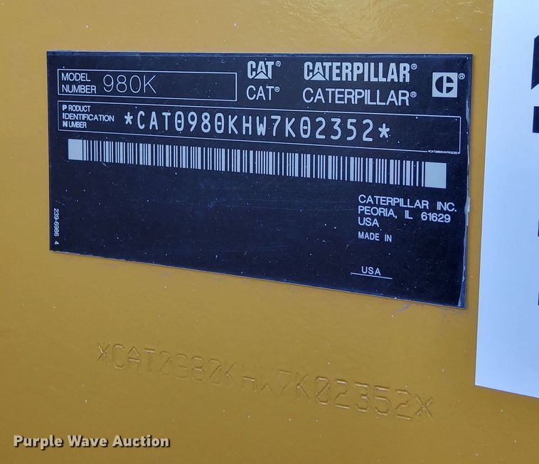 image for item DK8880 2014 Caterpillar 980K  wheel loader