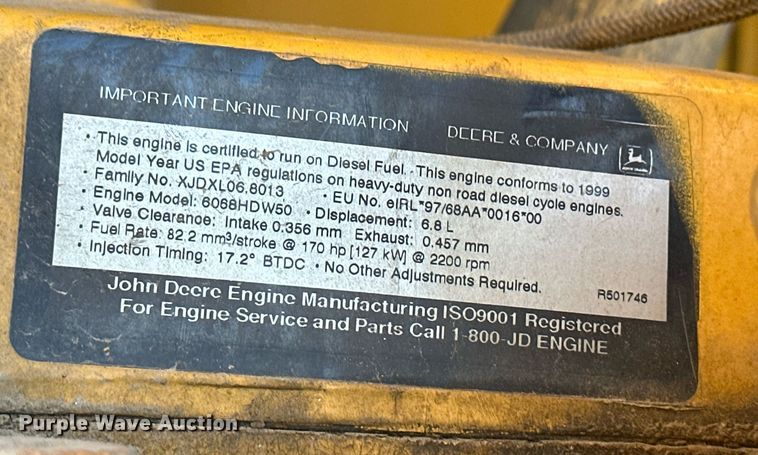 image for item DM2638 1999 John Deere 624H  wheel loader