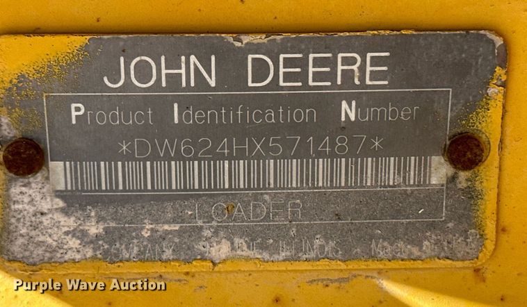 image for item DM2638 1999 John Deere 624H  wheel loader