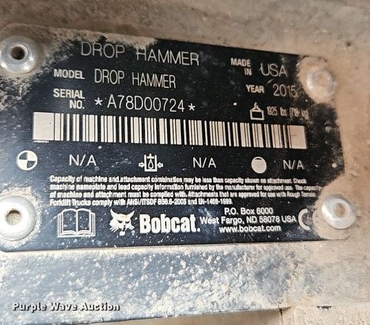 image for item DN7119 2015 Bobcat  skid steer drop hammer