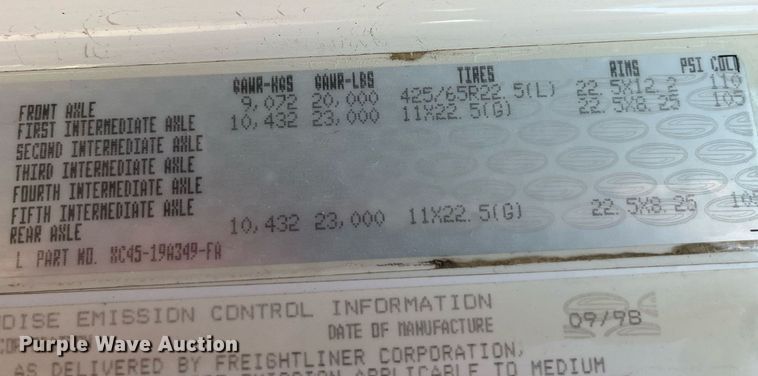 image for item DP2130 1999 Sterling A9500  crane truck