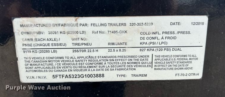 image for item DQ1518 2016 Felling  drop deck equipment trailer