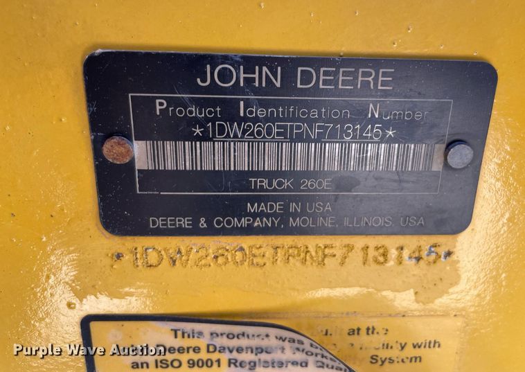 image for item DQ2274 2022 John Deere 260E  haul truck