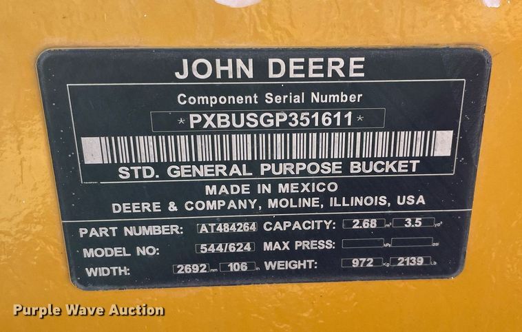 image for item DQ2277 2022 John Deere 544 P-TIER  wheel loader