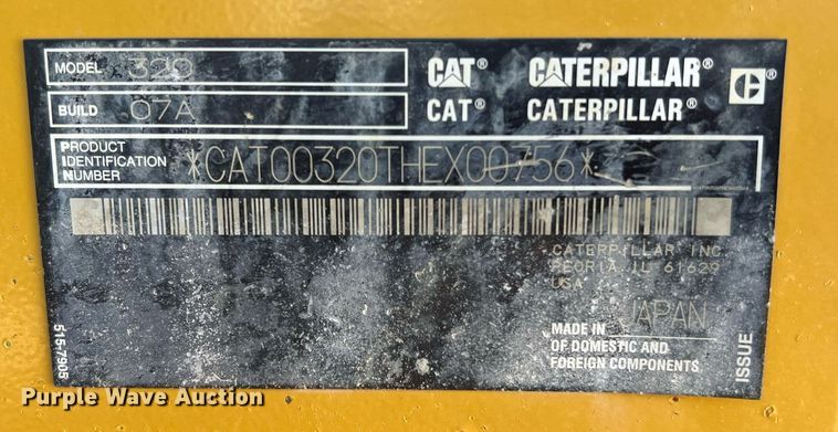 image for item DQ2279 2018 Caterpillar 320  excavator