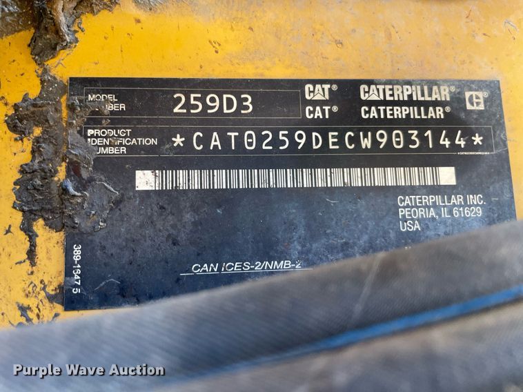 image for item DQ2281 2020 Caterpillar 259D3  tracked skid steer loader