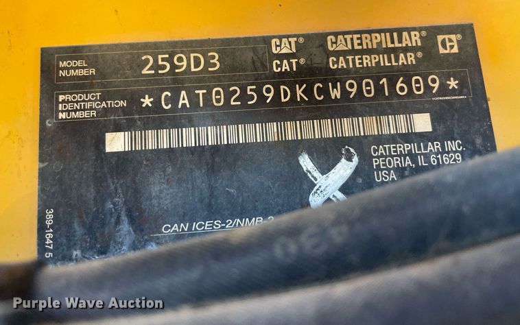 image for item DQ2282 2020 Caterpillar 259D3  tracked skid steer loader