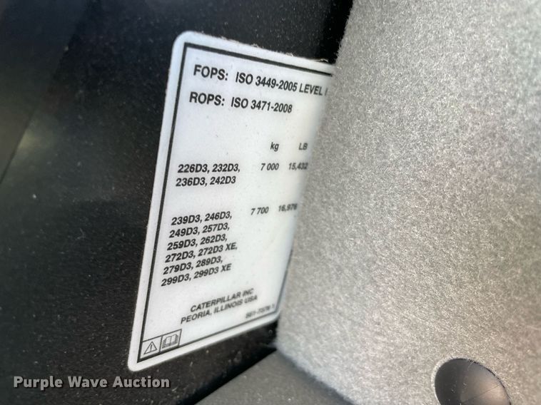 image for item DQ2285 2021 Caterpillar 259D3  tracked skid steer loader
