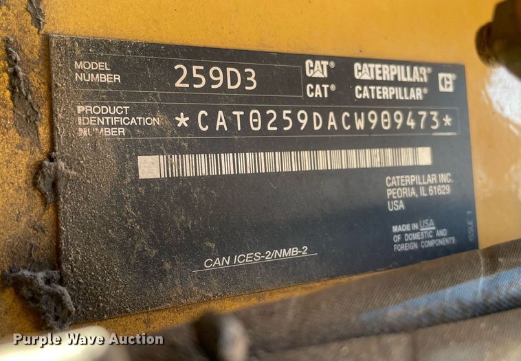 image for item DQ2285 2021 Caterpillar 259D3  tracked skid steer loader