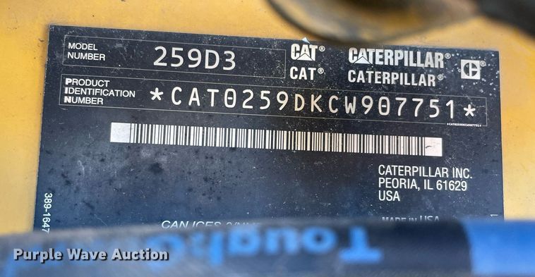 image for item DQ2287 2021 Caterpillar 259D3  tracked skid steer loader