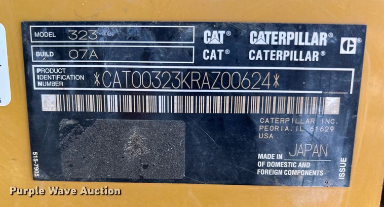 image for item DQ2289 2018 Caterpillar 323  excavator