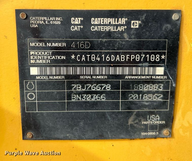 image for item DQ2292 2003 Caterpillar 416D  backhoe