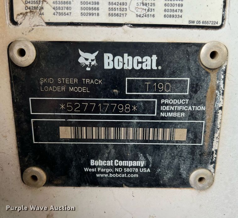 image for item DQ2293 2005 Bobcat T190  tracked skid steer loader