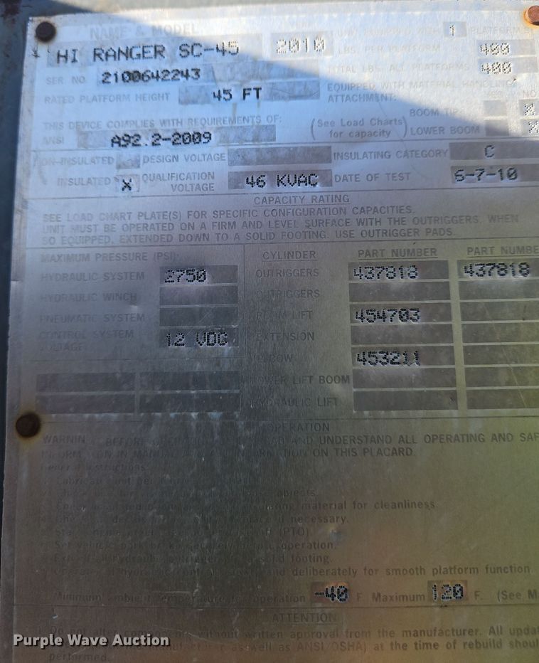 image for item DS5619 Terex Hi Ranger SC-45  bucket lift