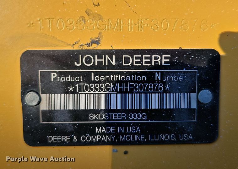 image for item DS5732 2017 John Deere 333G  tracked skid steer loader