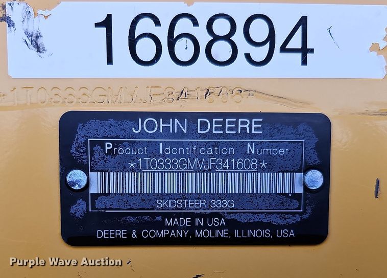 image for item DS5738 2019 John Deere 333G  tracked skid steer loader