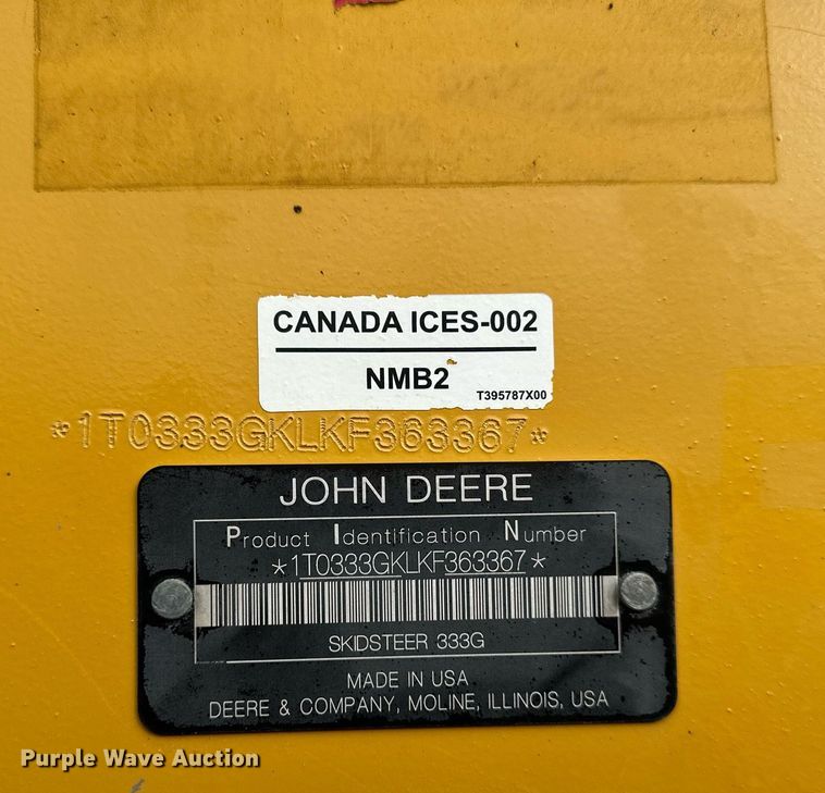 image for item DW2921 2019 John Deere 333G  tracked skid steer loader