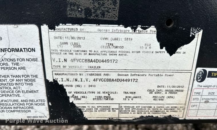 image for item DW2923 2013 Doosan P425/HP375  air compressor