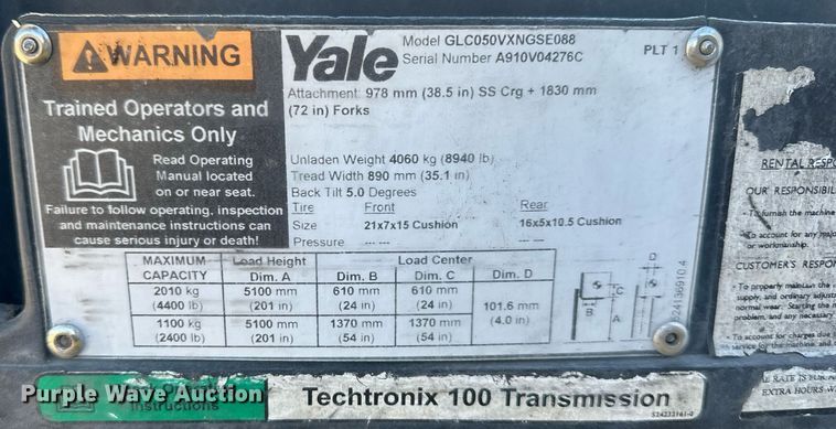 image for item DW2929 Yale  forklift