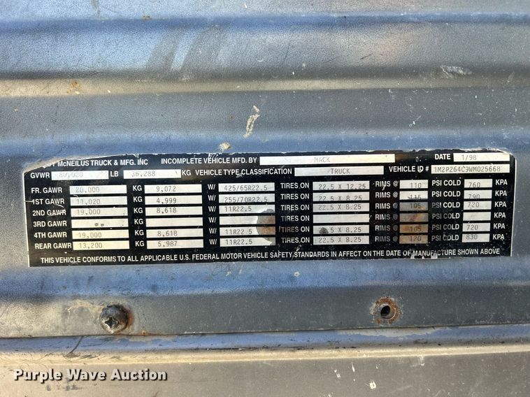 image for item EV9393 1998 Mack RD600  ready mix truck