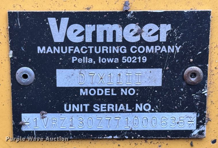 image for item GQ9222 2007 Vermeer D7X11 Series II  directional boring unit