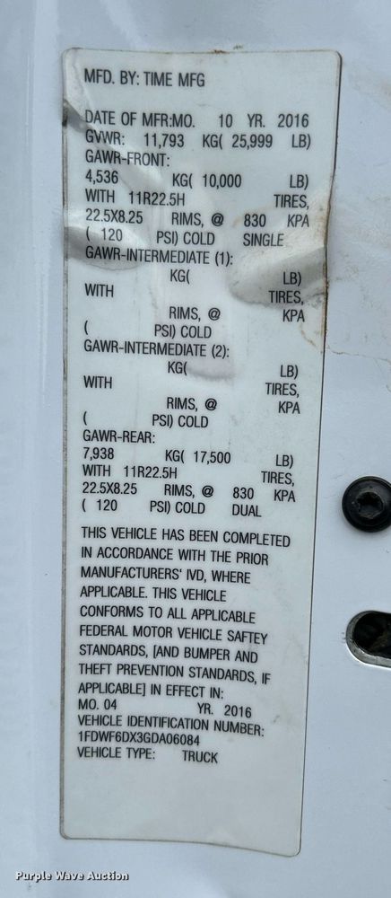 image for item KH9562 2016 Ford F650 Super Duty  bucket truck