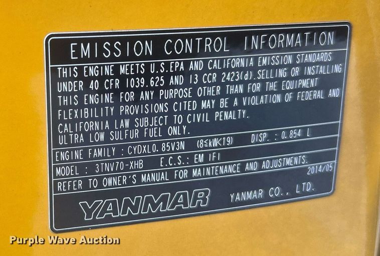 image for item KH9565 2014 John Deere 17D  mini excavator