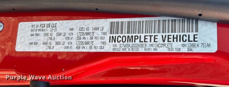 image for item KH9596 2016 Dodge Ram 3500HD  utility bed pickup truck