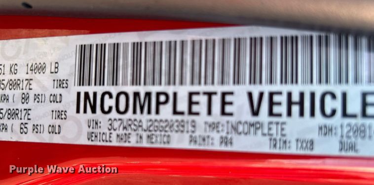 image for item KH9596 2016 Dodge Ram 3500HD  utility bed pickup truck