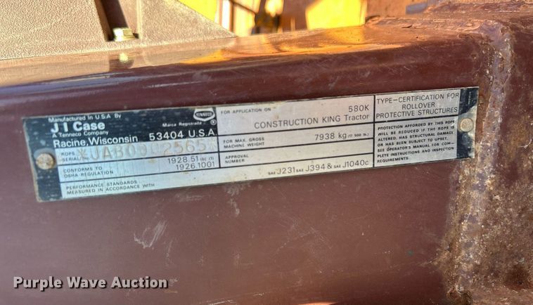 image for item KH9599 Case 580K  backhoe