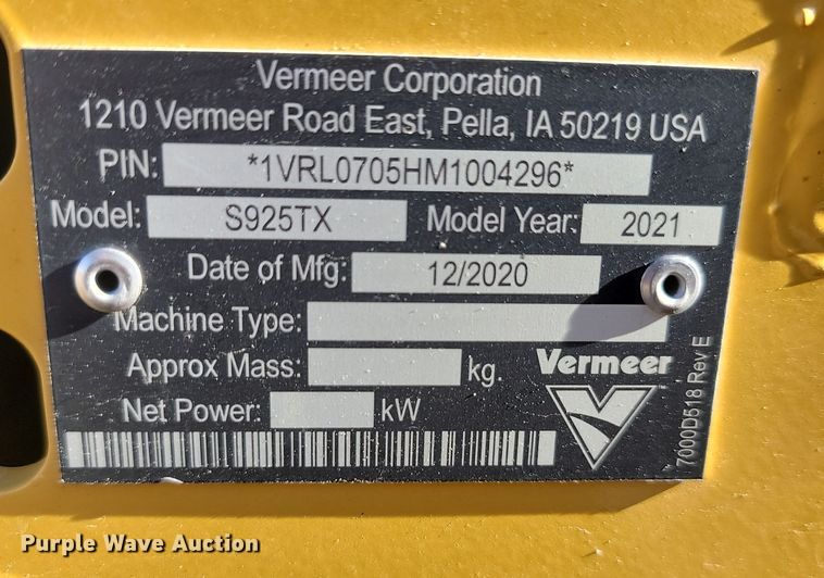 image for item KU9082 2021 Vermeer S925TX  compact utility loader