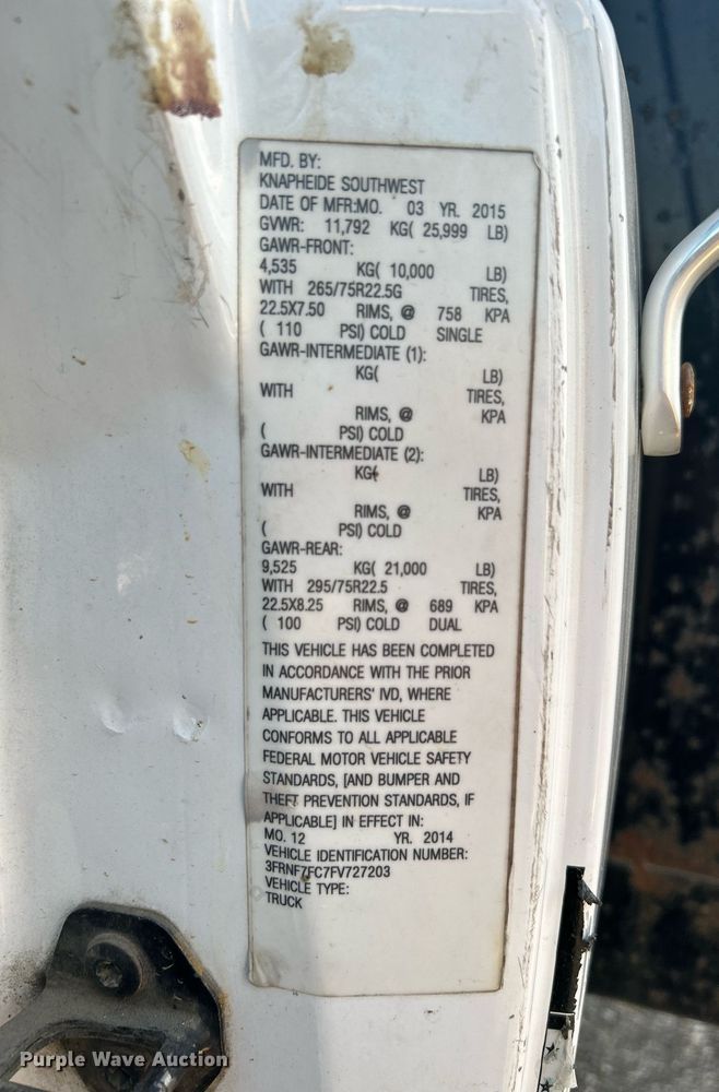 image for item KW9036 2015 Ford F750 Super Duty  dump flatbed truck