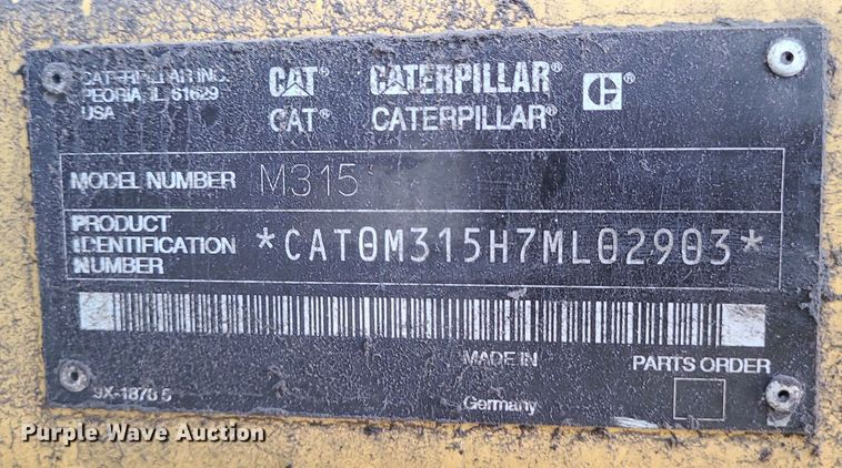 image for item LJ9357 2002 Caterpillar M315  wheeled excavator