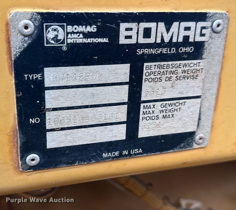 image for item LO9319 1990 Bomag BW142PDB  single drum vibratory roller