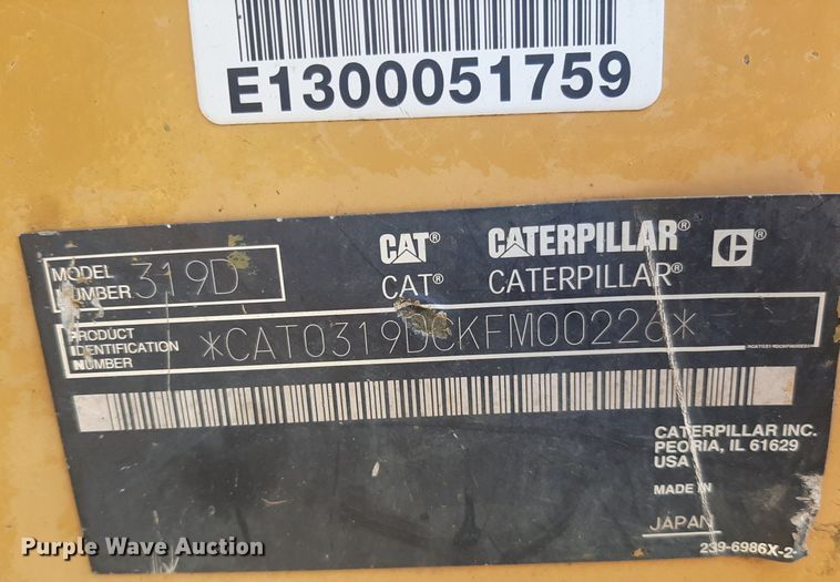 image for item LX9812 2011 Caterpillar 319D LN  excavator